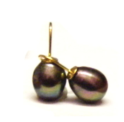 Aubergine Black Drops on Vermeil Hooks Earrings